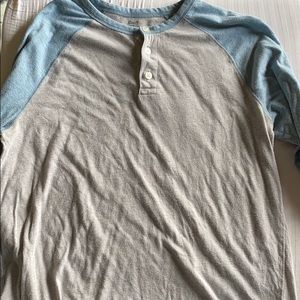 Long sleeve Baseball tee blue and beige
